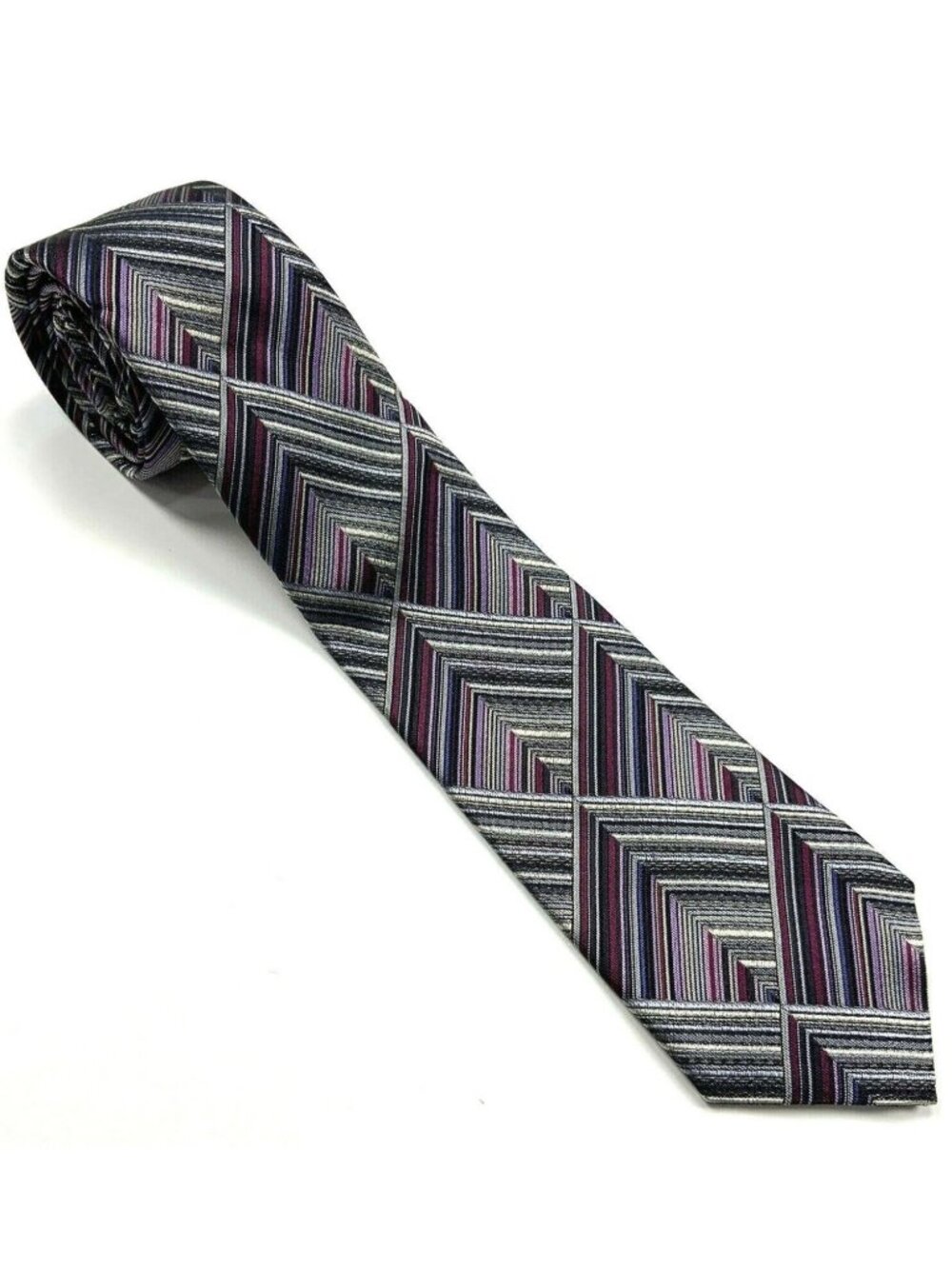 Missoni Silk Necktie Purple Chevron Striped Italy Business Designer